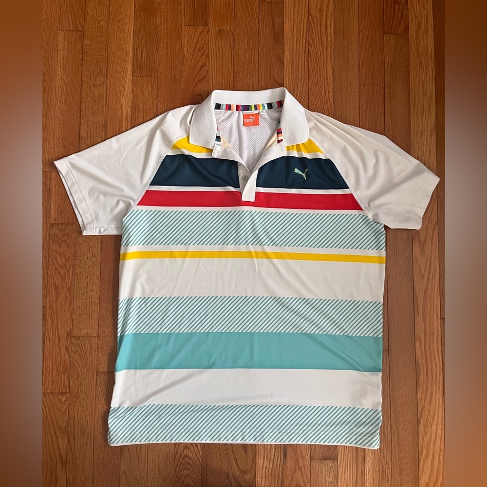 Puma Men's Colorful Striped Polo Shirt